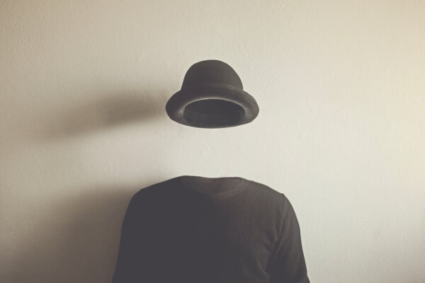 invisible man wearing black bowler