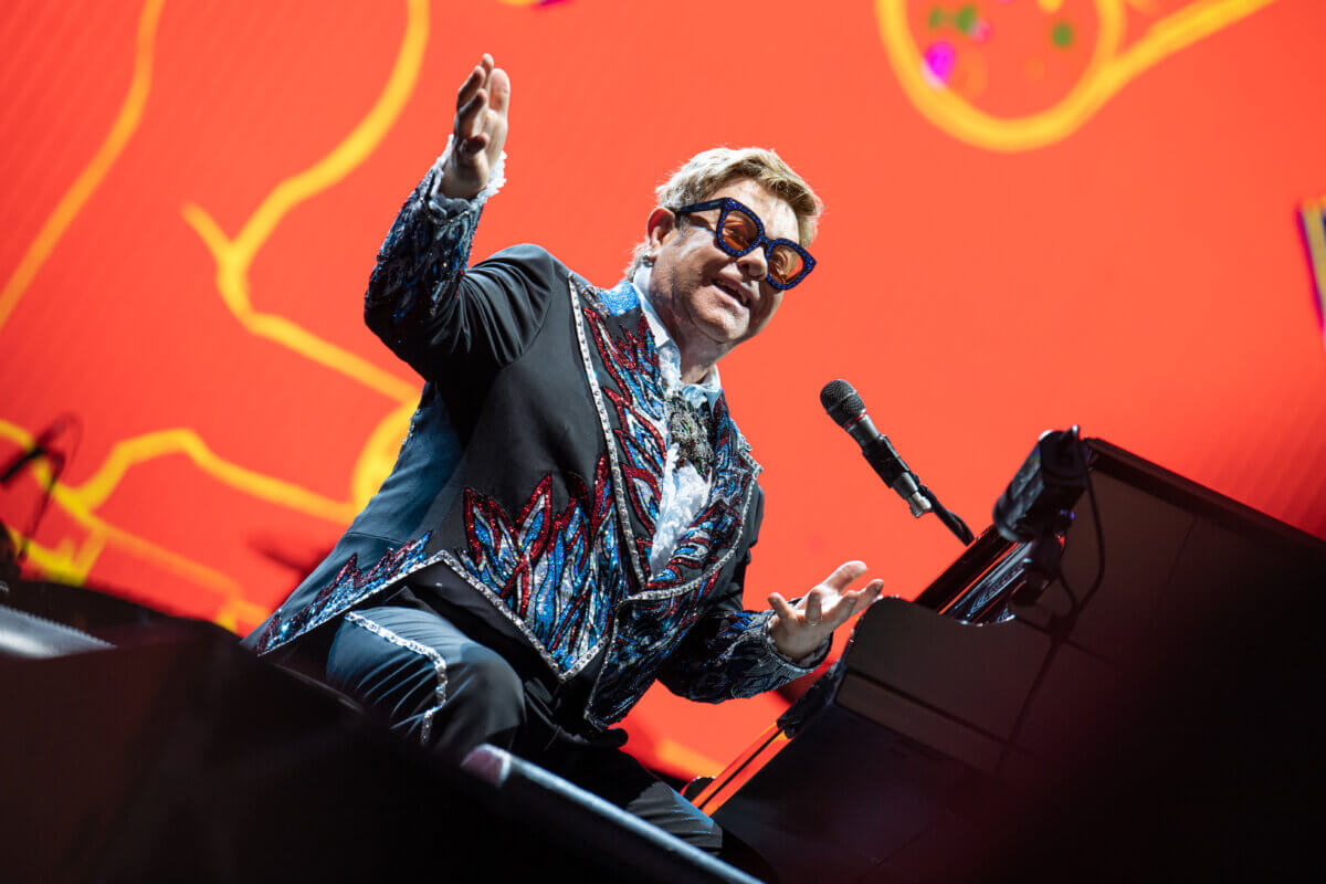 Elton John performing in Lucca, Italy in 2019
