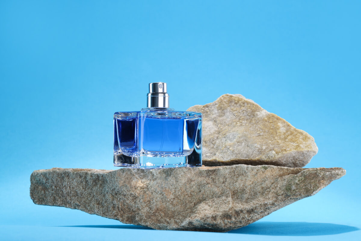 Nautica cologne on a rock