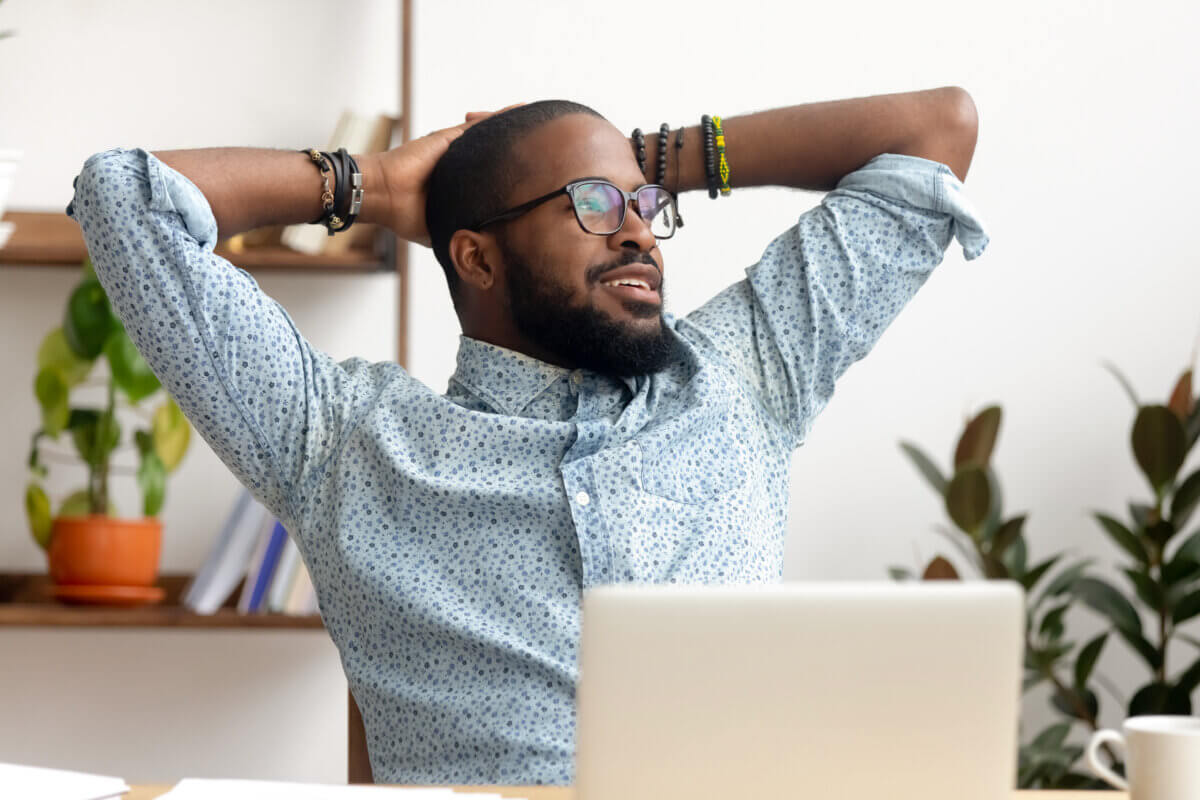 A man working in a calm, relaxing environment