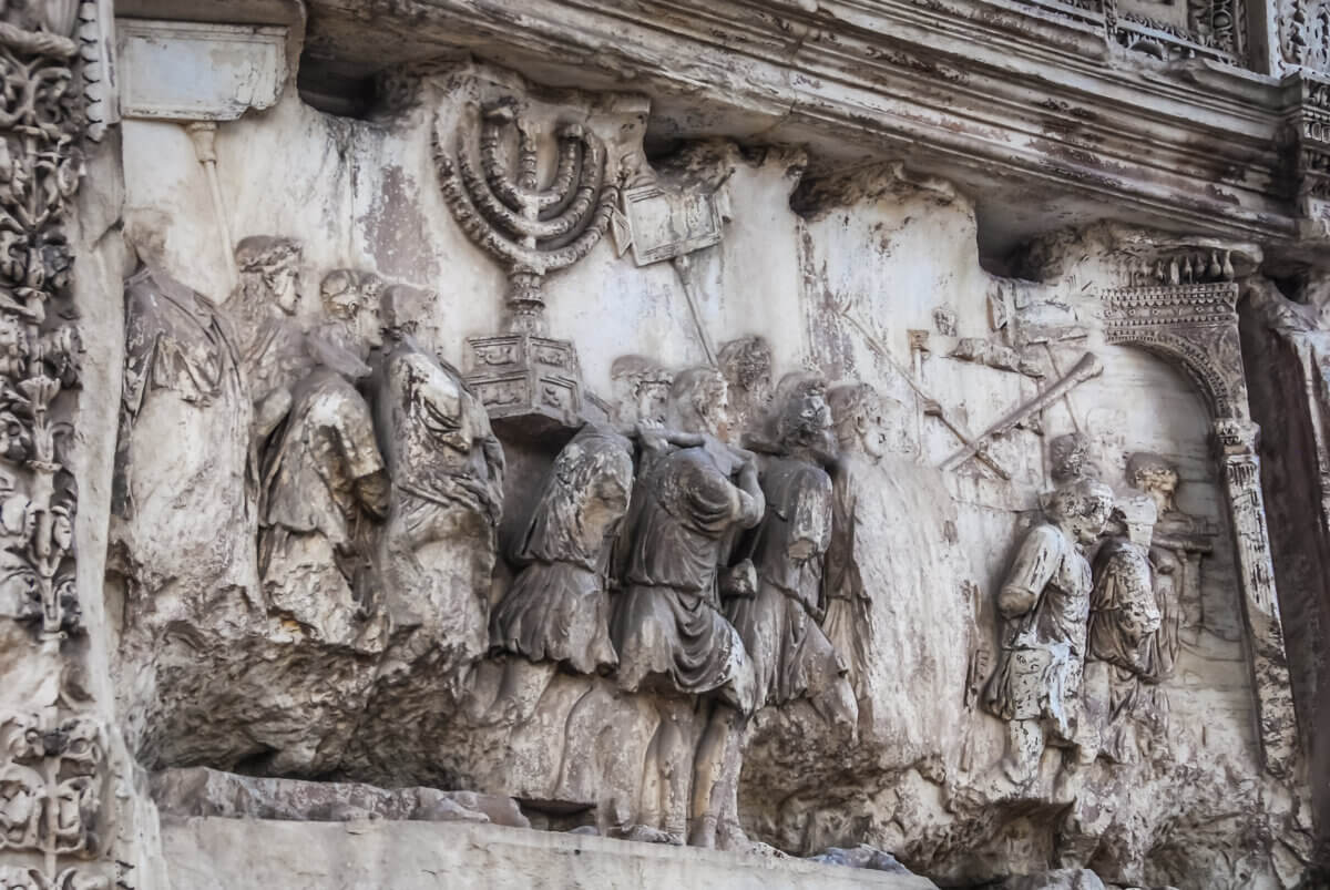 Arch of Titus commemorating his victory in Jerusalem, Forum Romanum, Rome, Italy.