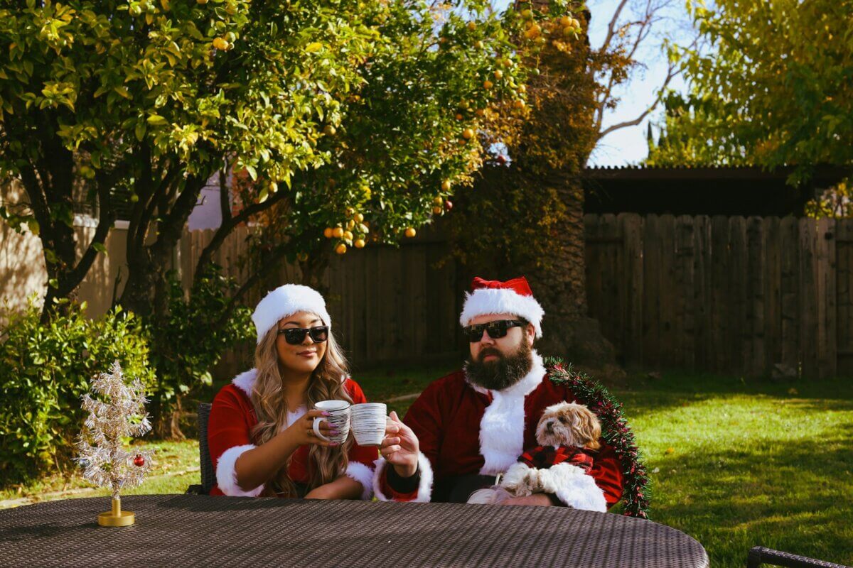 parents dressed as Santa