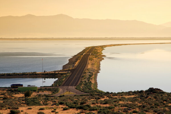 Utah's Great Salt Lake at sunset