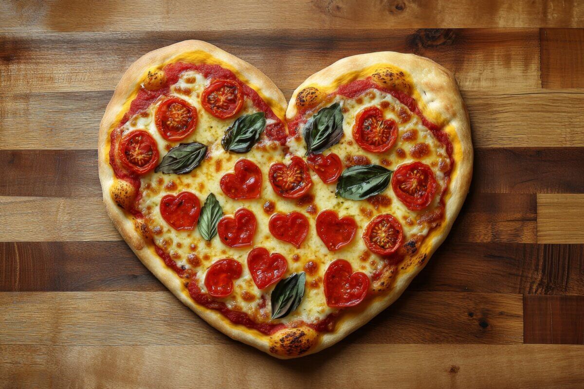 Heart-shaped pizza