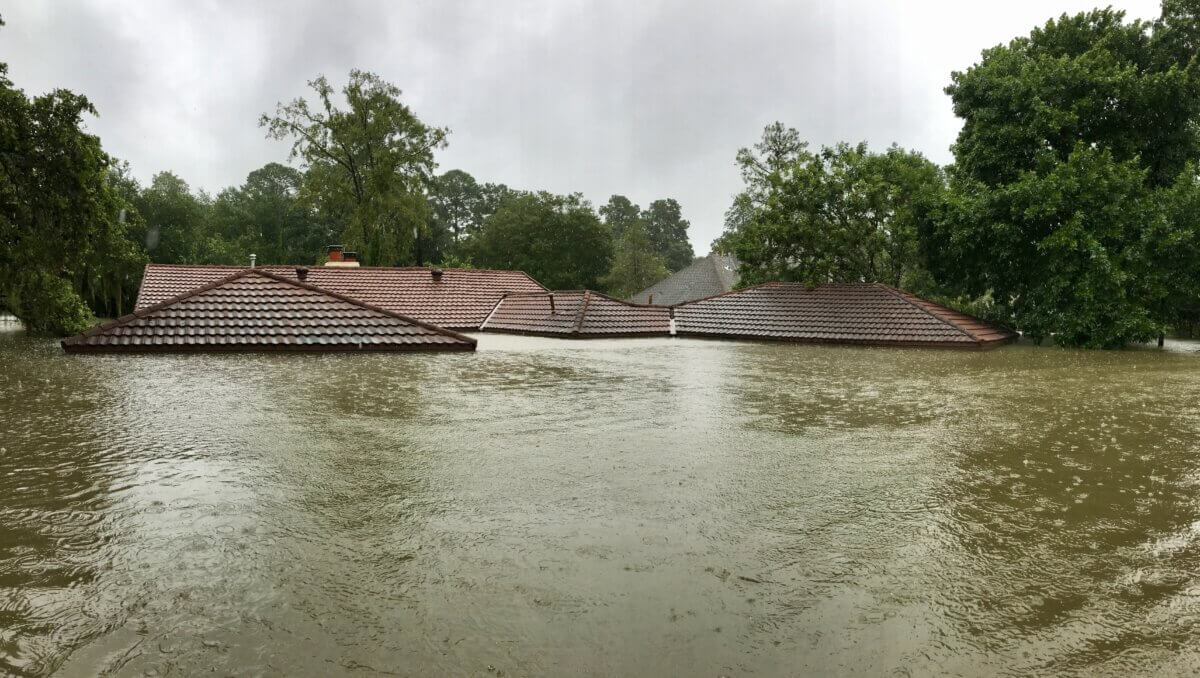 House completely flooded from Hurricane Harvey 2017, in Spring, Texas 