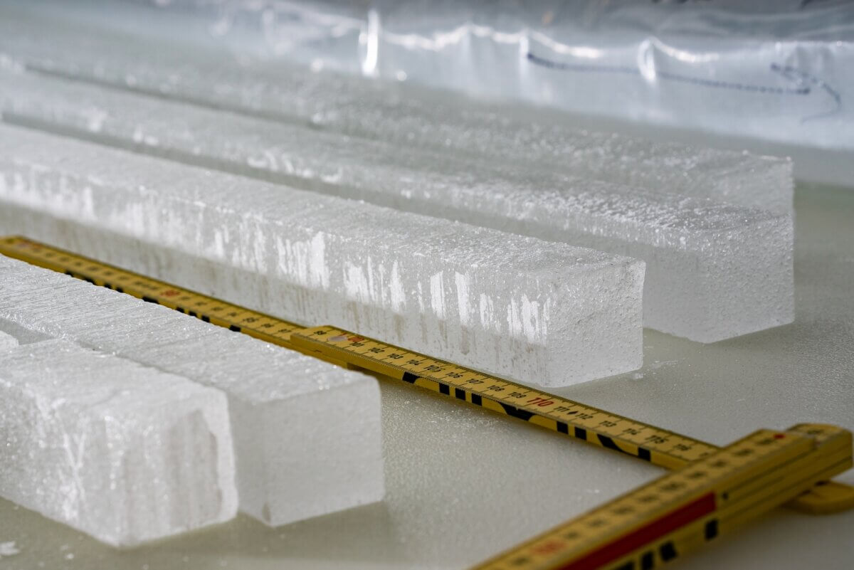 Longitudinal ice core samples awaiting analysis