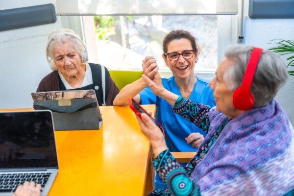 Dementia patients participating in music therapy