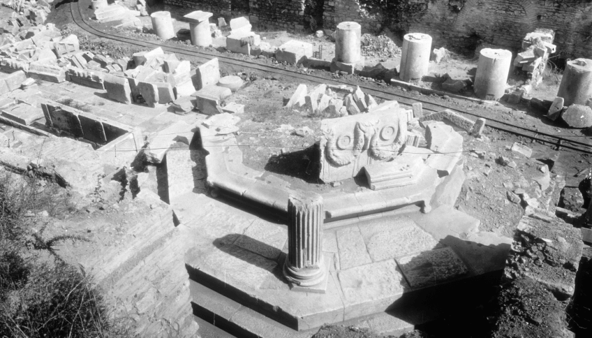 The remains of the Octagon in Ephesos, historic picture