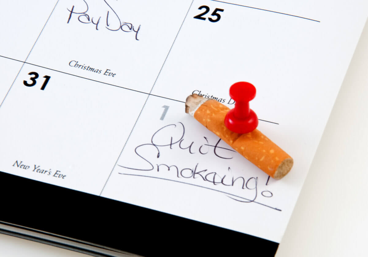 "Quit smoking" on calendar as New Year's resolution