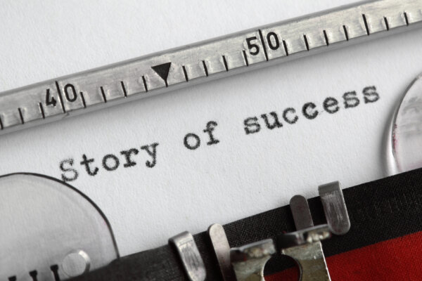 "Story of success" written on a typewriter