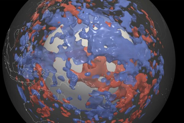 A new computer model visualizes material in the lower mantle that cannot come from subducted plates.