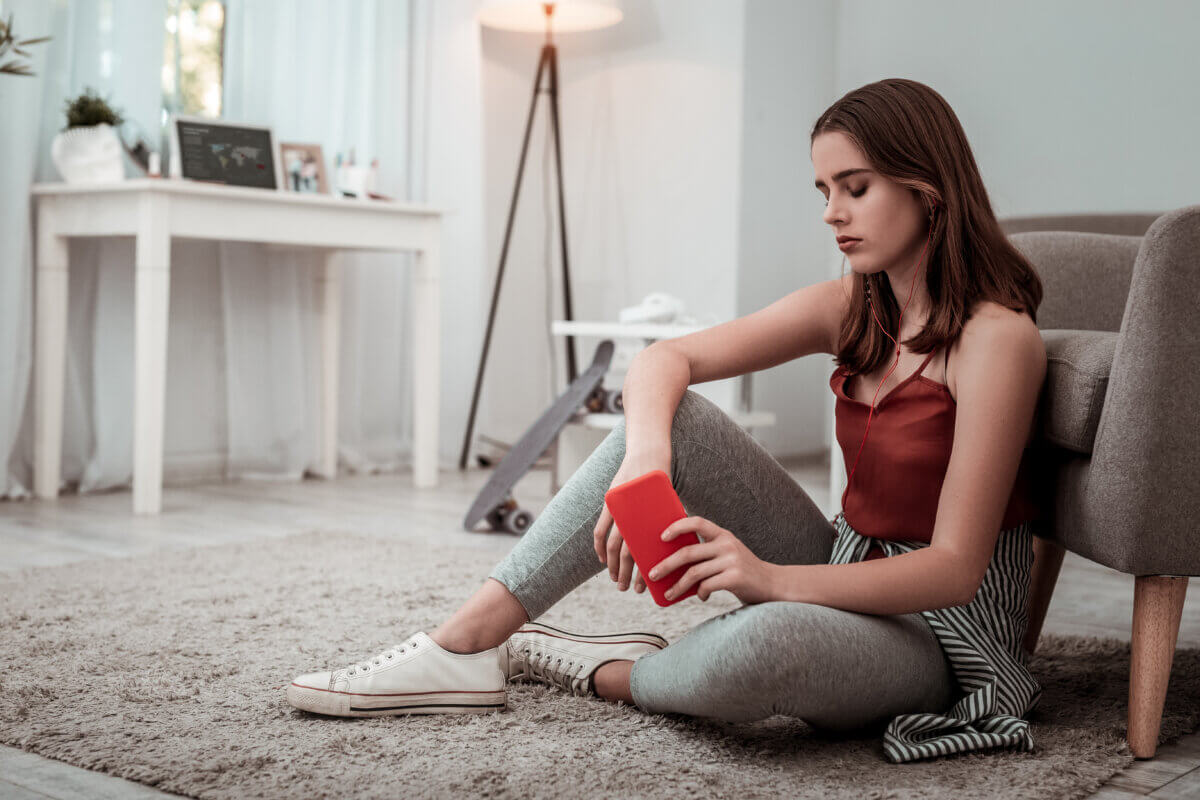 Teen girl listening to music