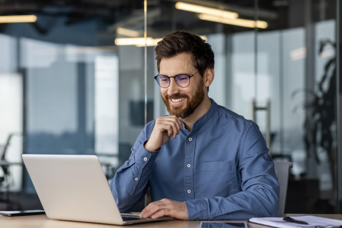 Employee on a video call or meeting at work