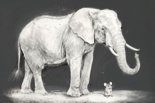 A sketch of an elephant and a mouse