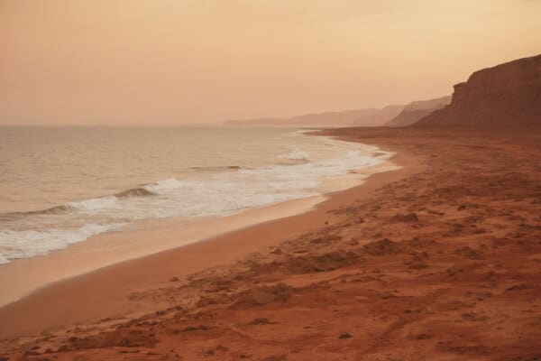 Artist's depiction of an Earth-like beach on Mars