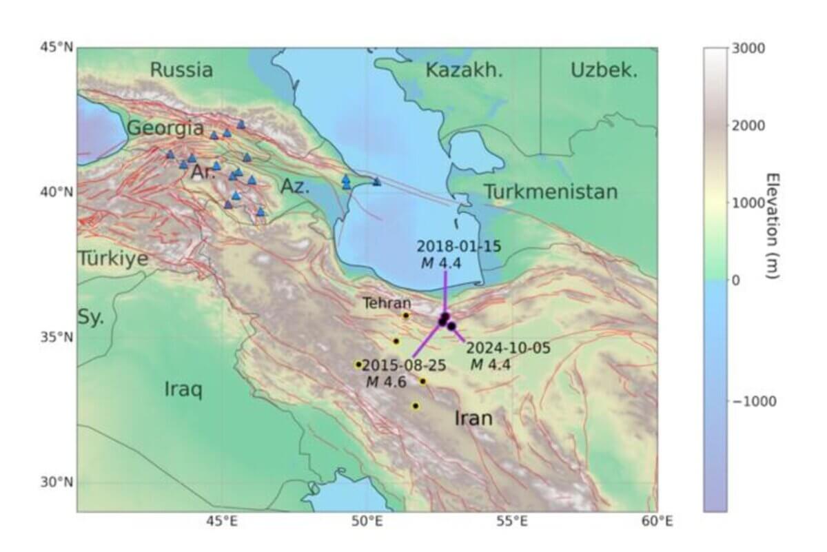 Map of seismic activity in Iran