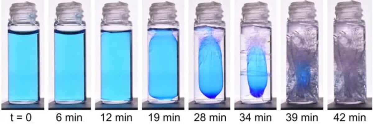 Scientists froze bottles full of blue-dyed water