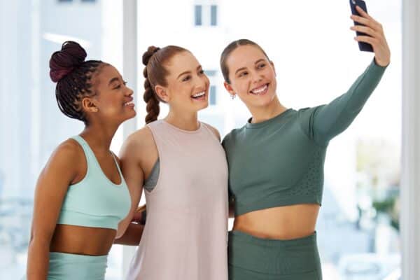Three women taking a selfie