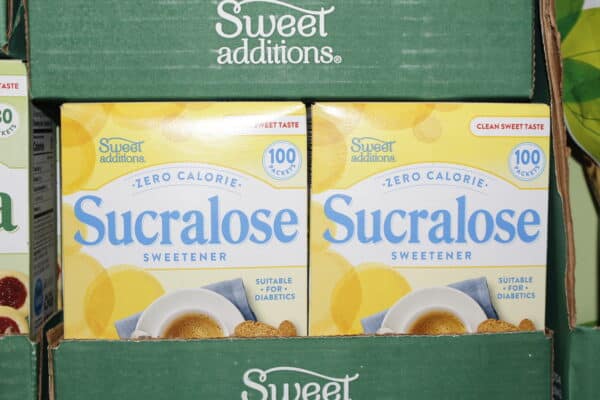 Sucralose, sugar free artificial sweetener boxes