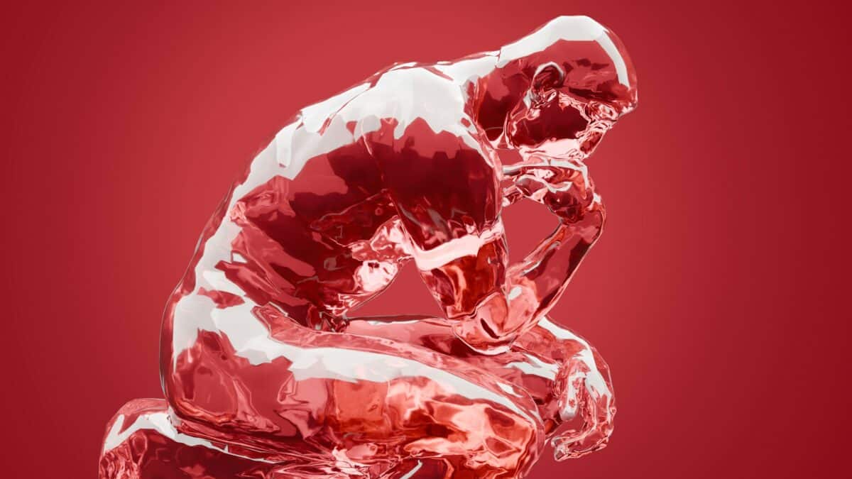The Thinker in red