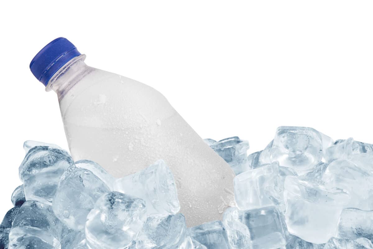 Frozen plastic water bottle