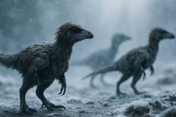 Feathered dinosaurs in the cold