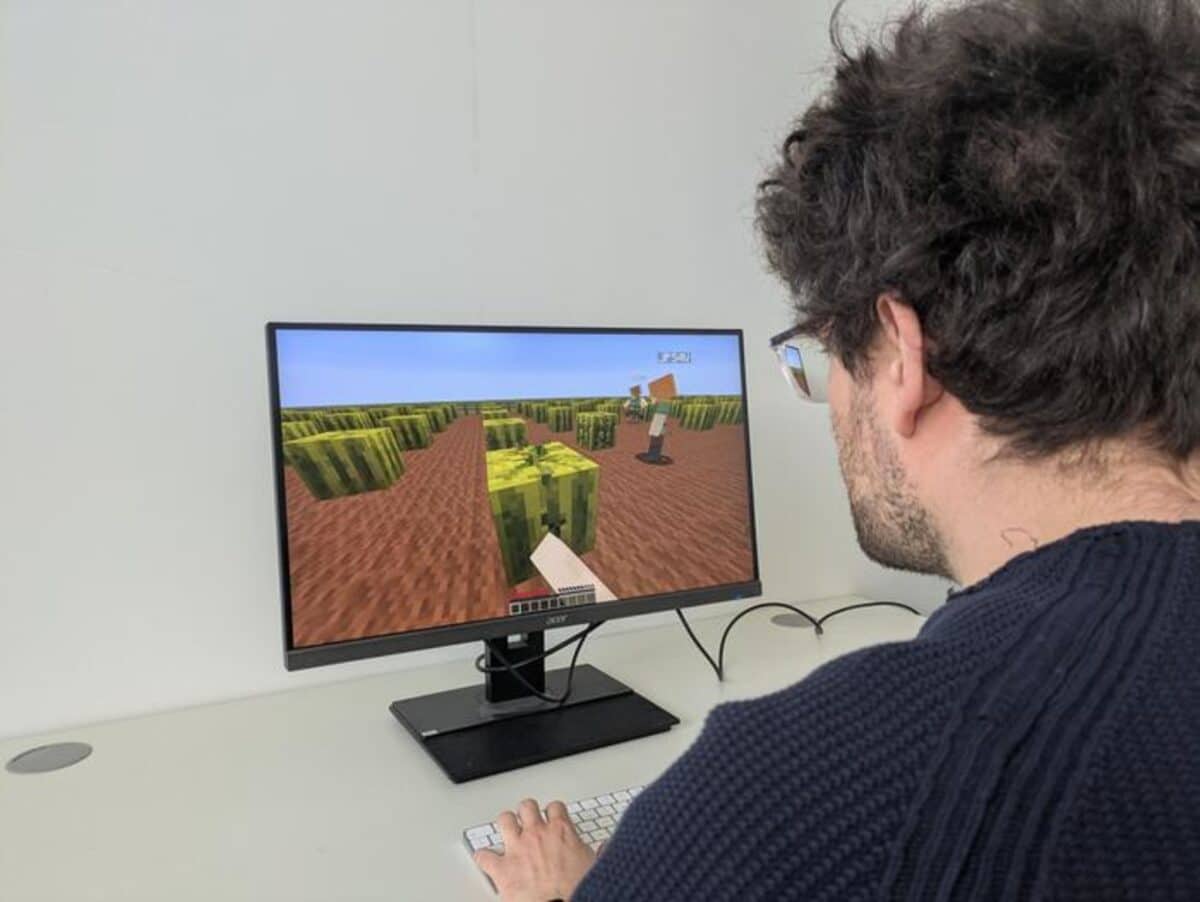 Someone playing Minecraft
