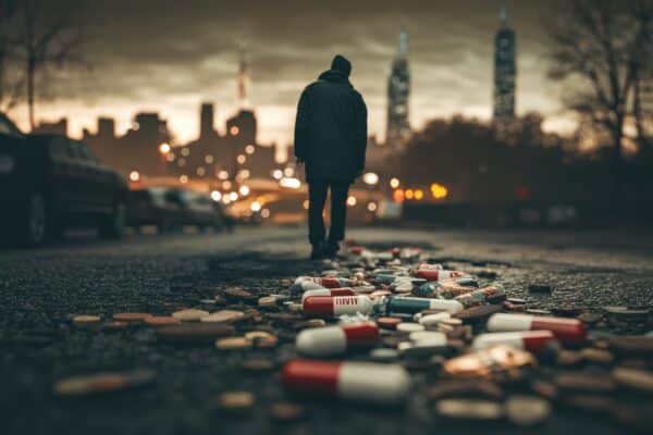 Conceptual image depicting the opioid crisis in the USA