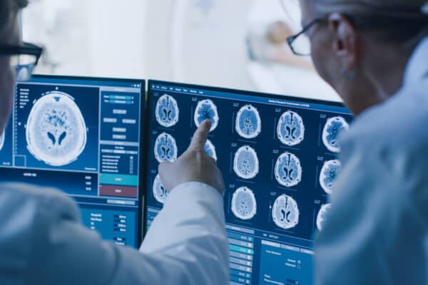 Radiologists looking at medical imaging