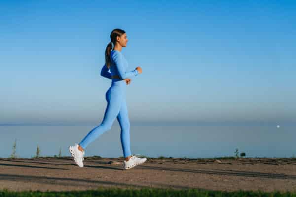 Woman on a brisk walk for exercise
