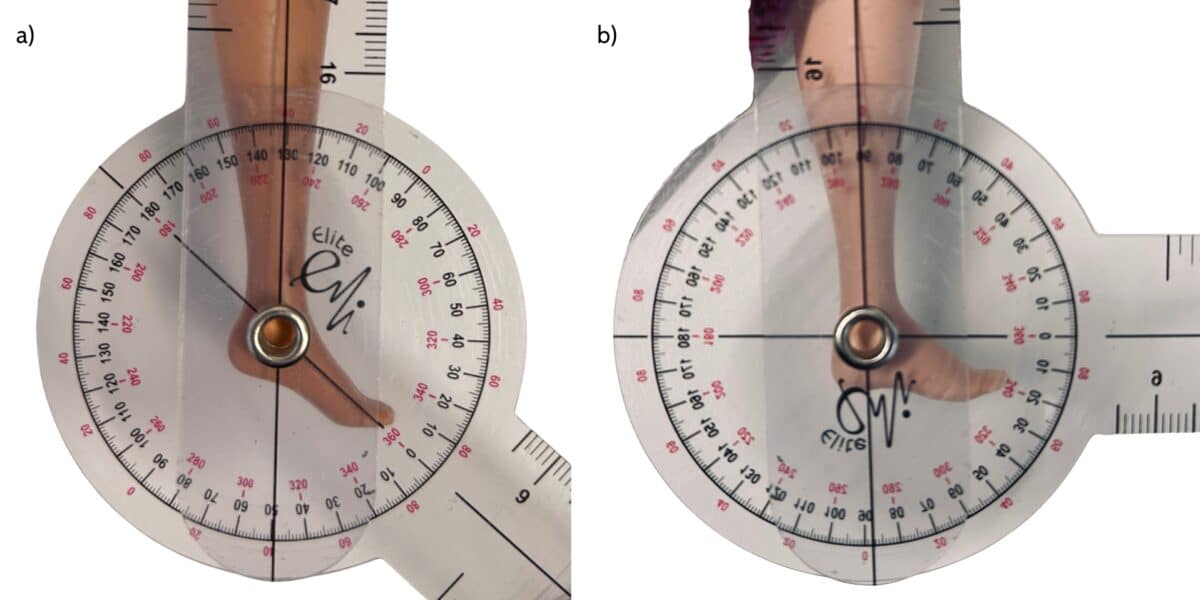 Barbie foot positions to accommodate high heel and flat shoe wearing