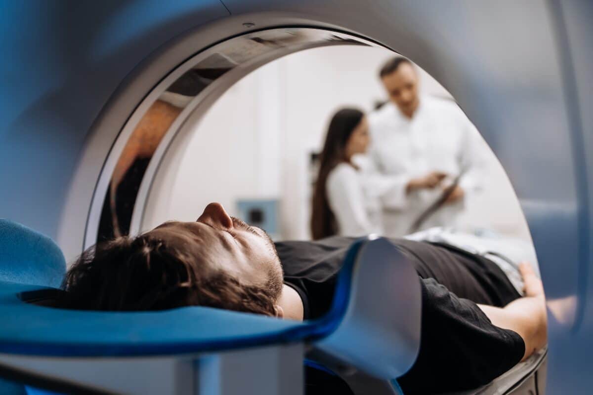 Patient undergoes a CT scan