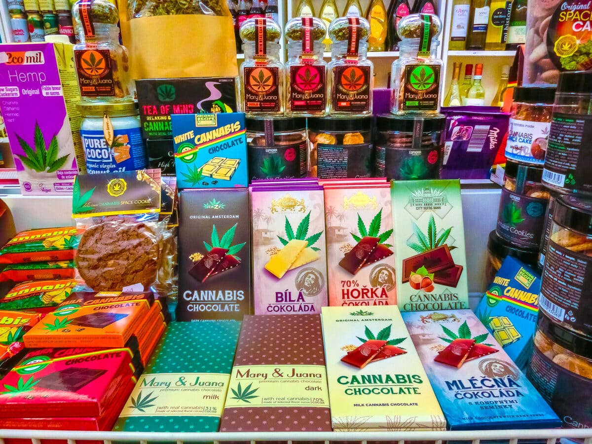 Cannabies cookies in shop in Prague, Czech Republic