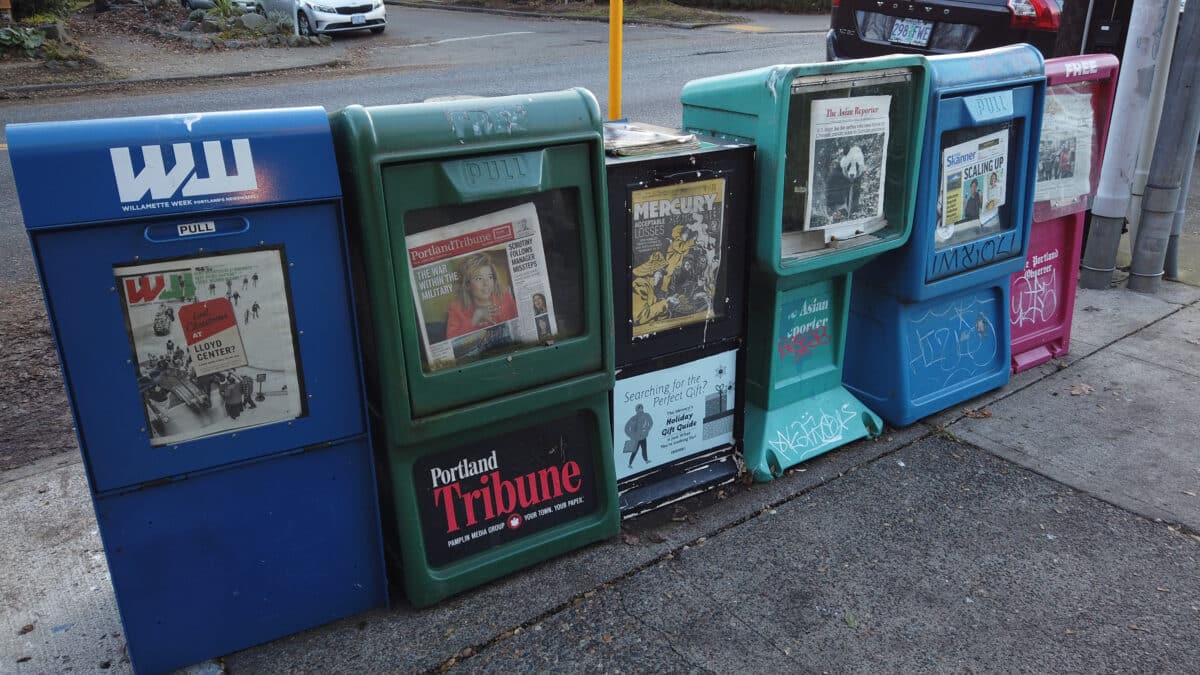 Willamette Week newspaper stand.