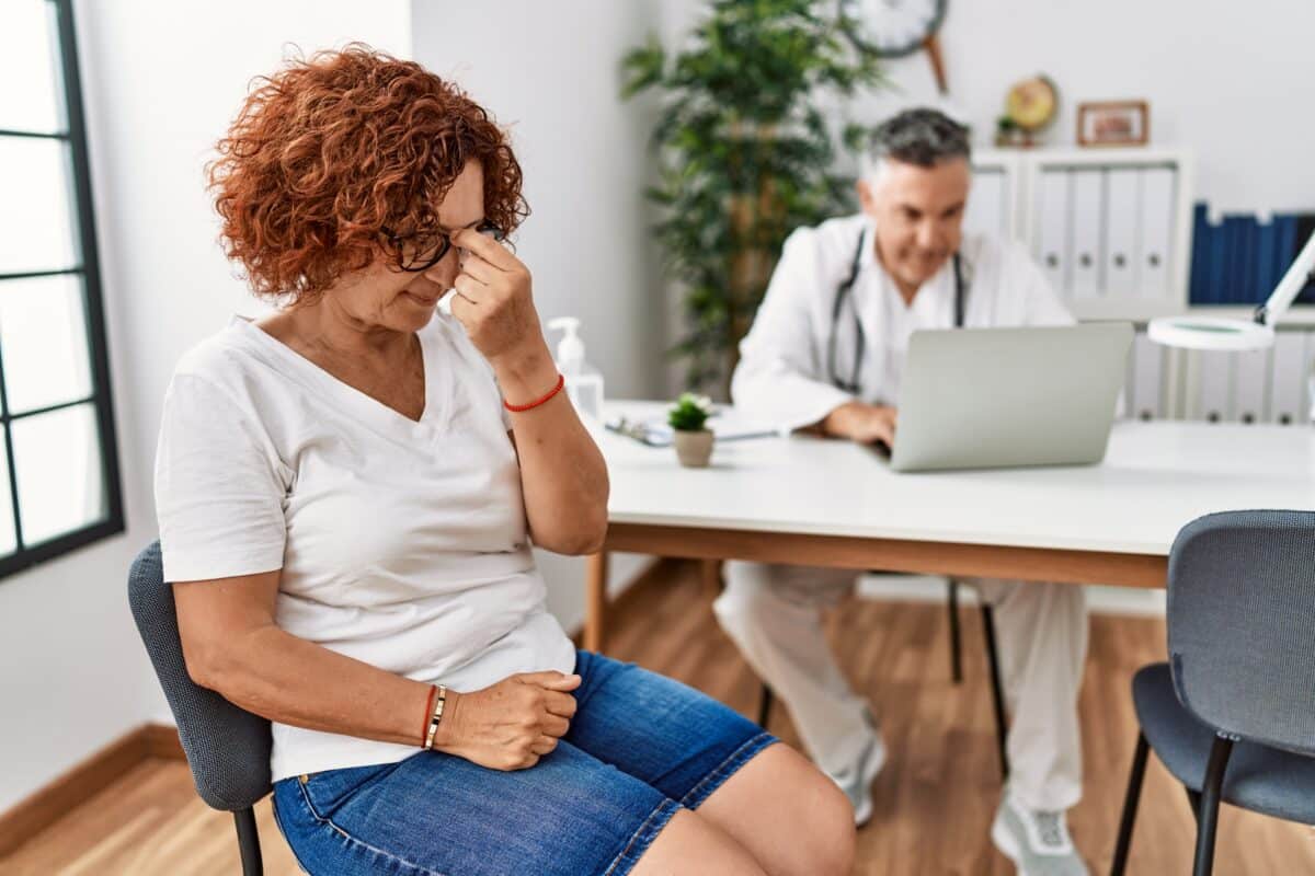Woman upset while at doctor's office