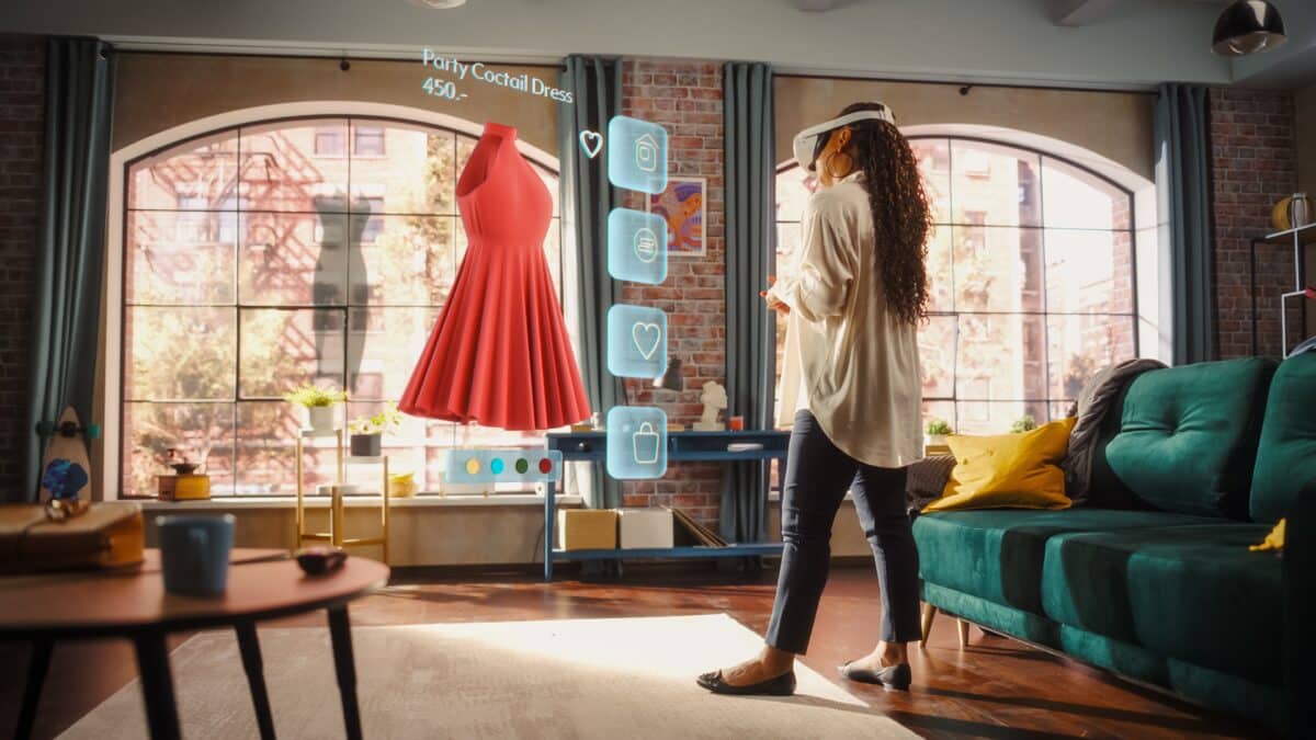 A woman shopping using virtual reality