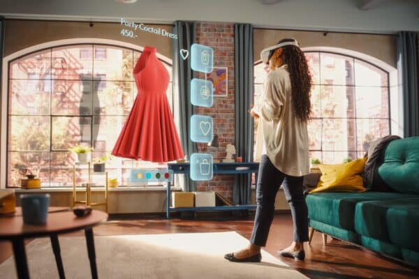 A woman shopping using virtual reality