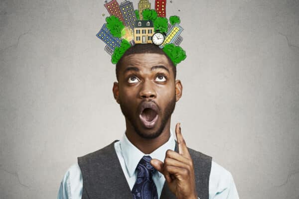 A man thinking about a new city