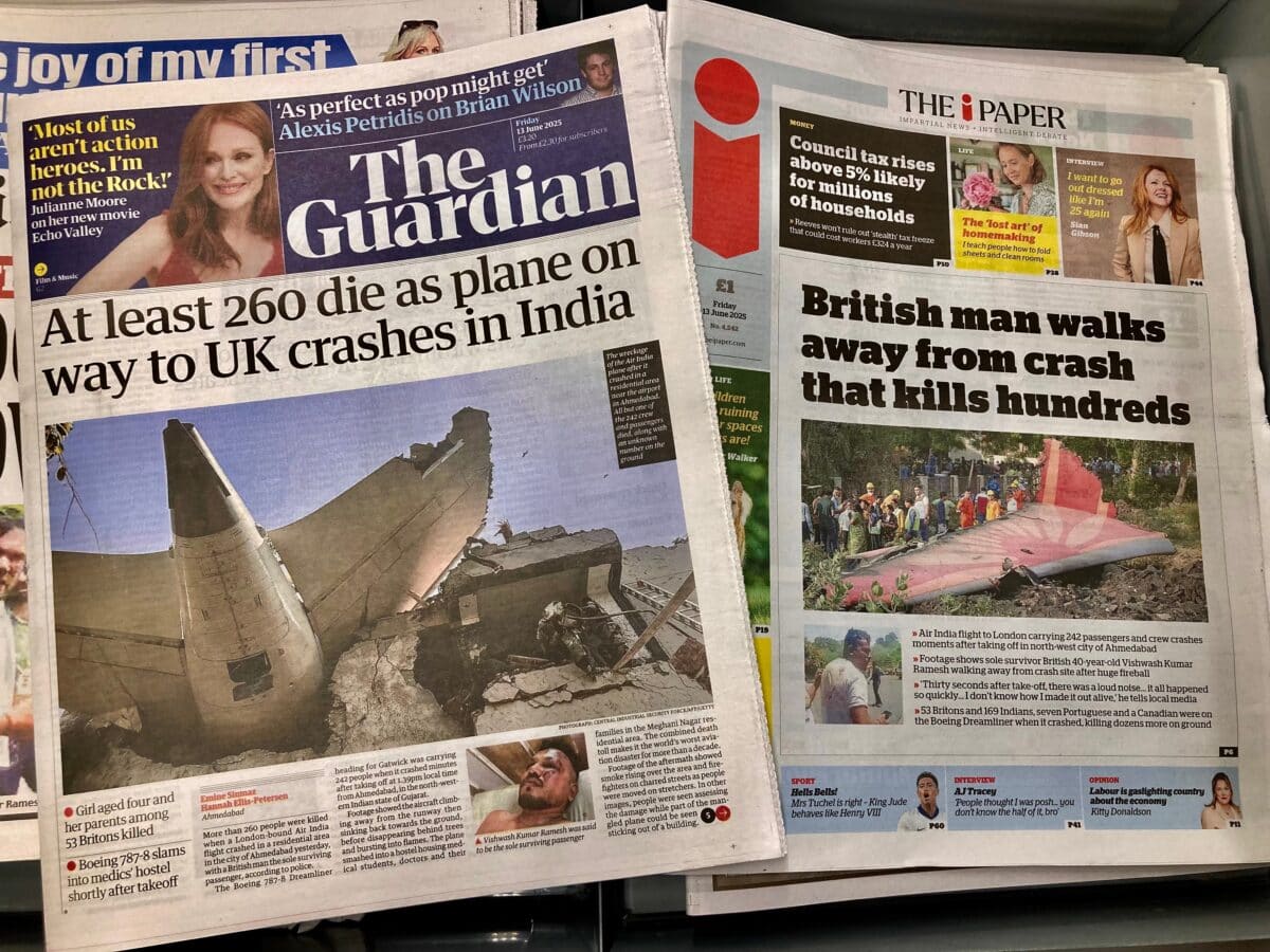 Air India crash headlines