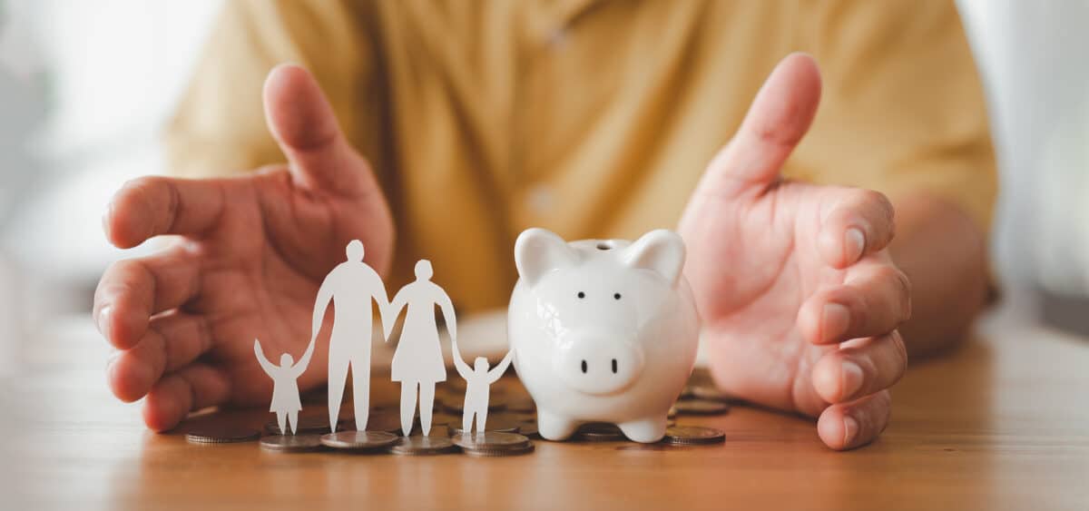 Family planning concept with a piggy bank
