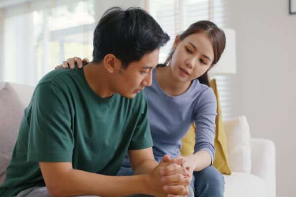 A couple having a difficult conversation