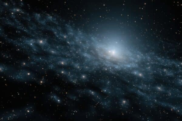 Dark energy and universe expansion concept illustration in space.