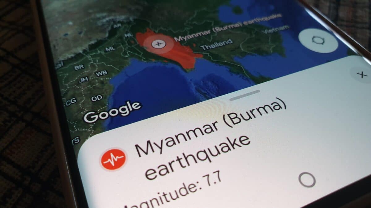 Google alert shows Myanmar earthquake on March 28, 2025