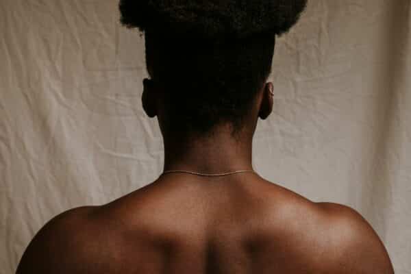 The back of an athletic Black woman