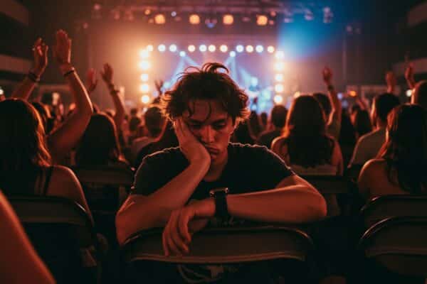 Man bored at a concert