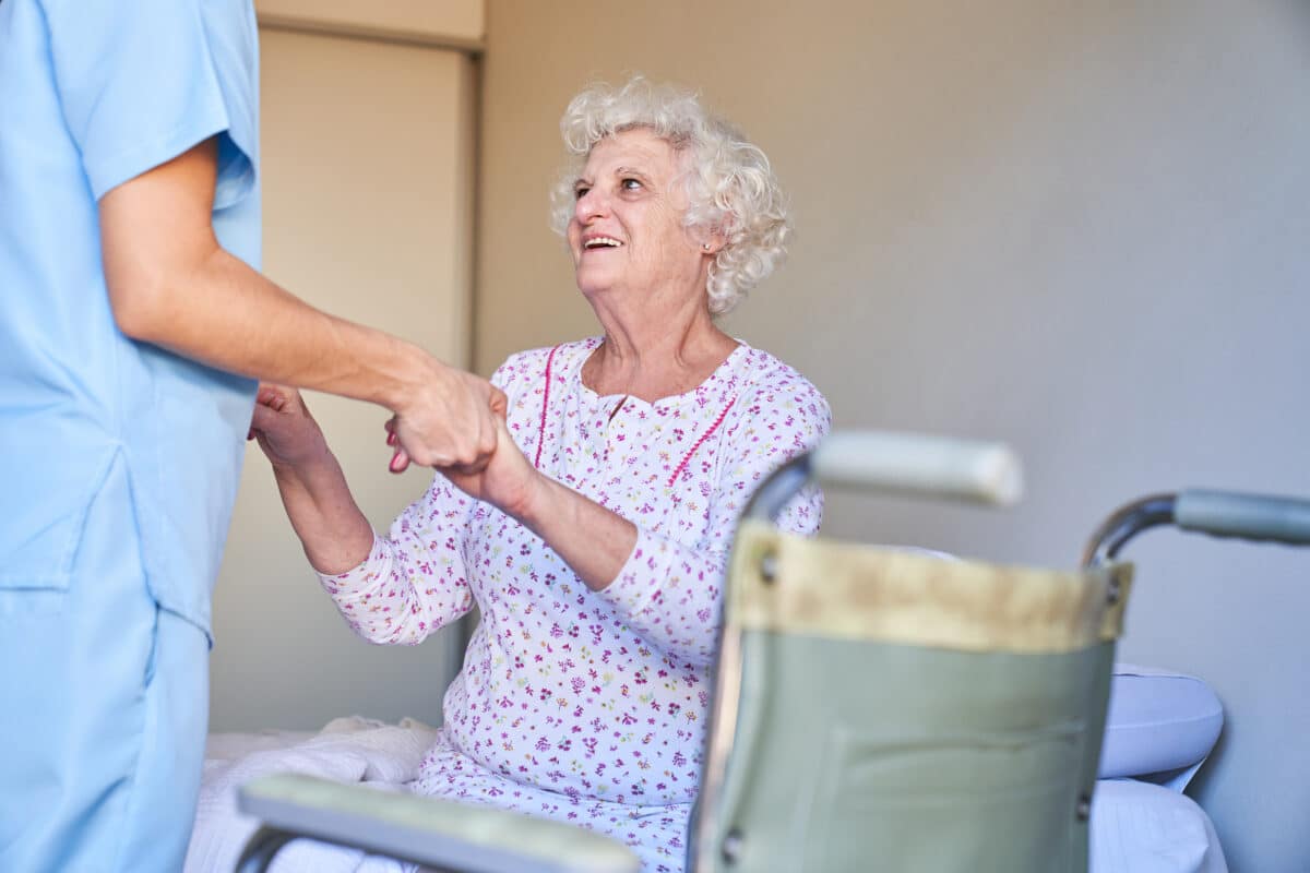 Caregiver helps frail senior