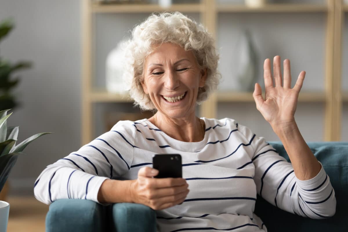 Older woman on video FaceTime call