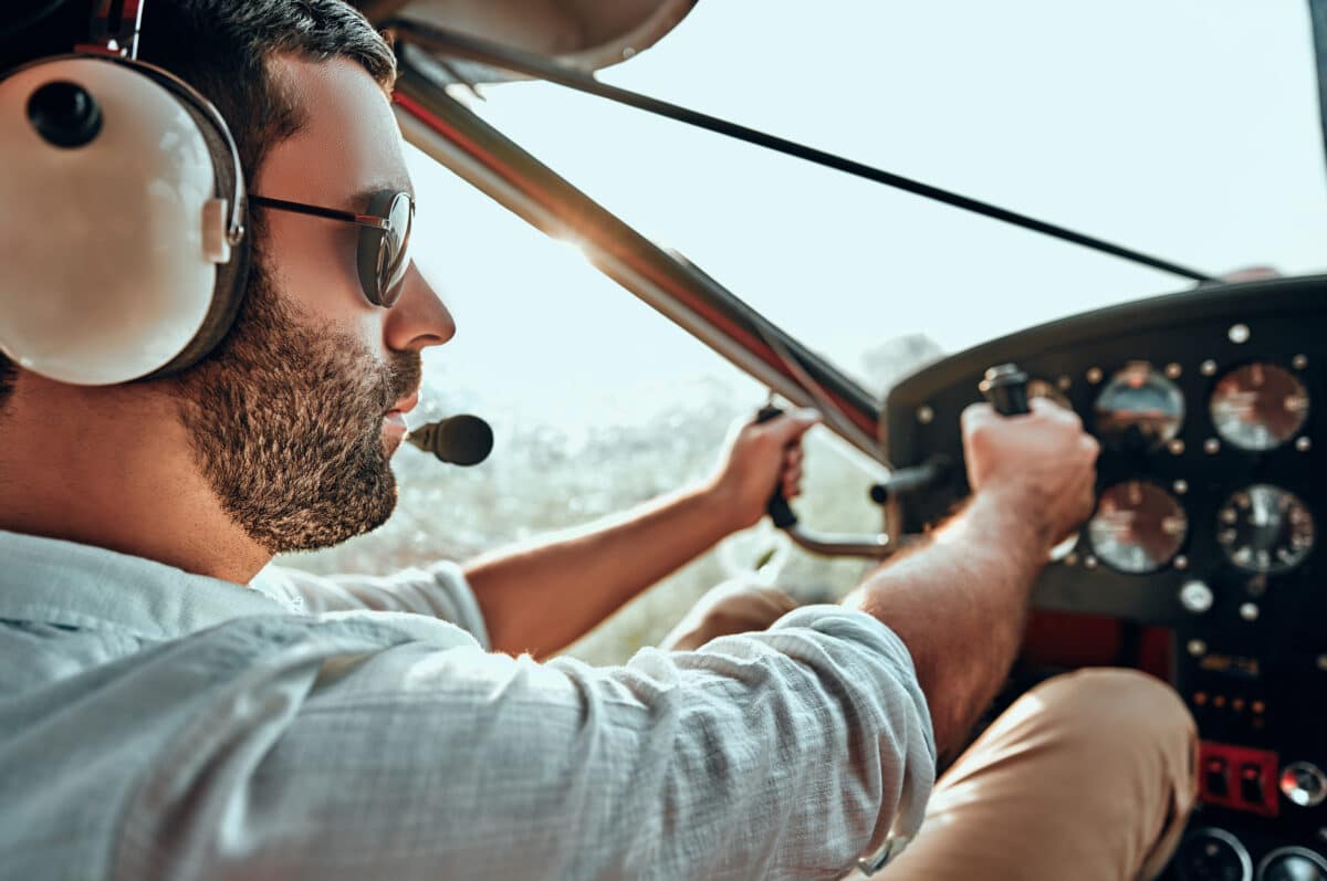 Small airplane pilot