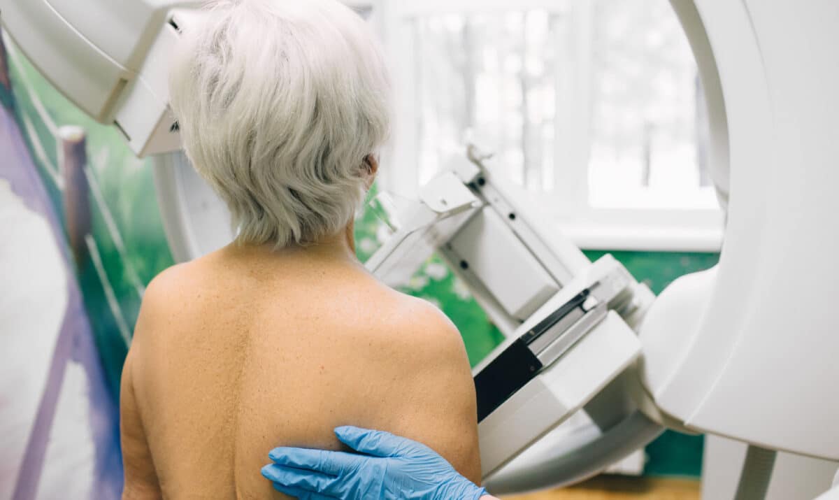 Senior woman having a mammogram