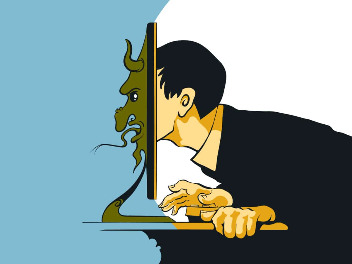 Cartoon depicting an internet troll